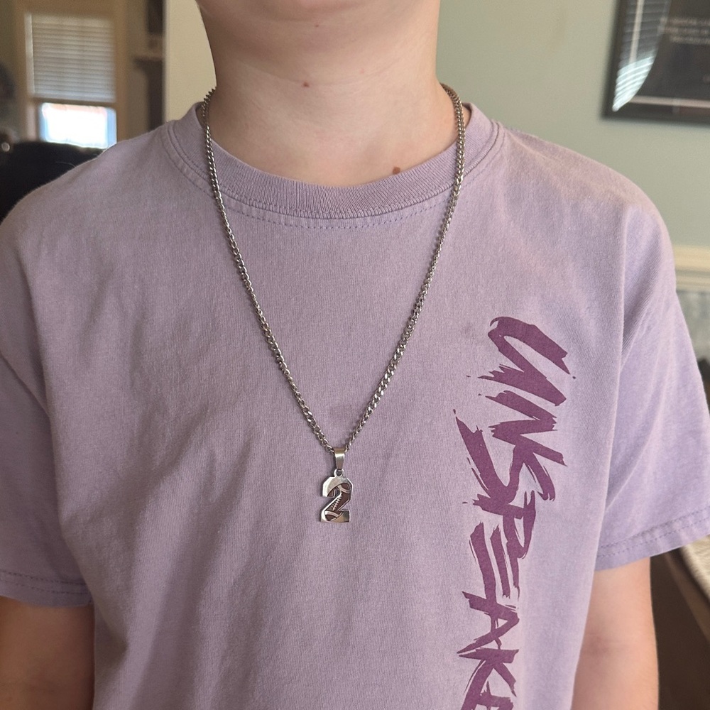 Silver #2 Football Pendant Chain